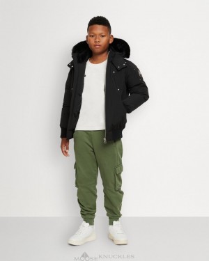 Moose Knuckles Bomber Shearling Lasten Bomber Takki Mustat Mustat | 57JBSANMF