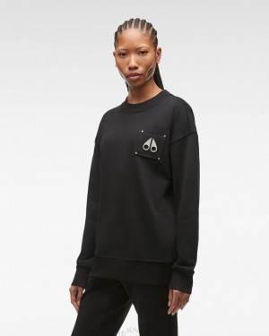 Moose Knuckles Brooklyn Crew Neck Naisten Puserot Mustat | 27CDIOLUY