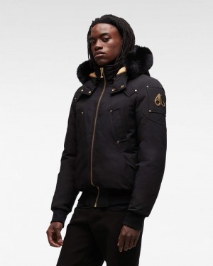 Moose Knuckles Gold Ballistic Bomber Fur Miesten Bomber Takki Mustat Mustat | 47OFWBYCX