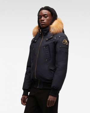 Moose Knuckles Gold Ballistic Bomber Fur Miesten Bomber Takki Laivastonsininen Kultaiset | 95ANEVWOR