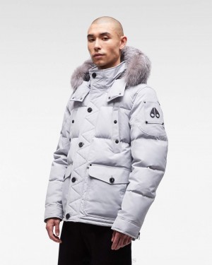 Moose Knuckles Onyx Round Island Jacket Miesten Takit Gray Birch / Frost Fox Fur | 80ZIVQJSB