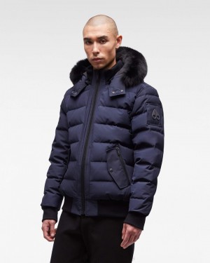 Moose Knuckles Onyx Scotchtown Bomber Miesten Bomber Takki Laivastonsininen Mustat | 23TZAJXDE