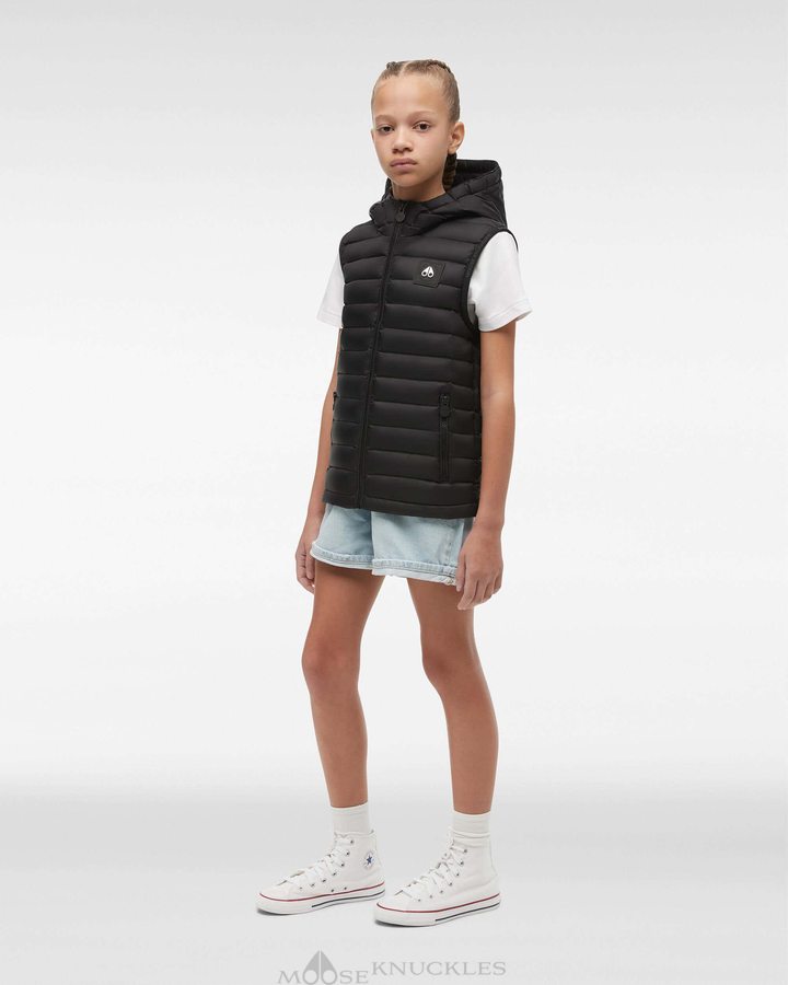 Moose Knuckles Air Down Vest Lasten Liivi Mustat | 03JHEPNAW