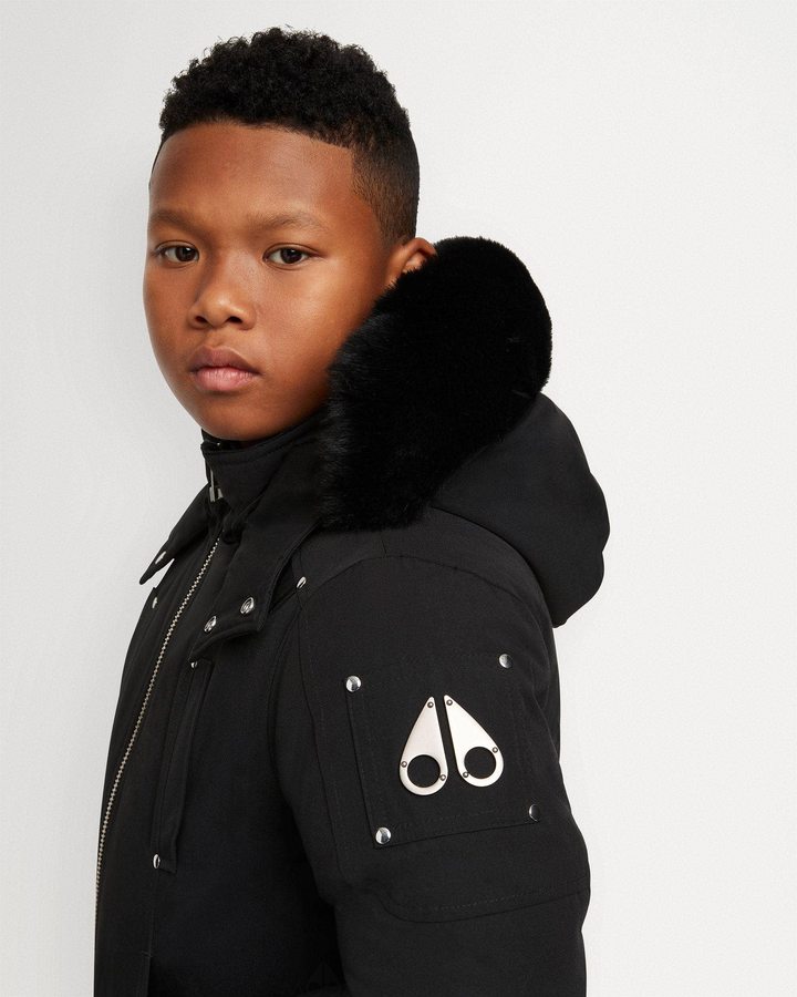 Moose Knuckles Bomber Shearling Lasten Bomber Takki Mustat Mustat | 57JBSANMF