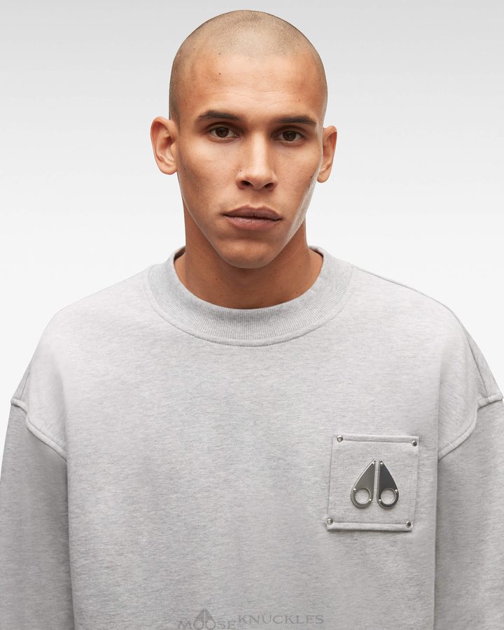 Moose Knuckles Brooklyn Crew Neck Miesten Puserot Harmaat | 21UBIPEMH