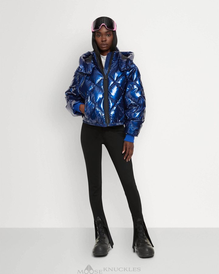 Moose Knuckles Flightweight Glossy Bankhead Bomber Naisten Bomber Takki Cobalt | 40HURWCSV