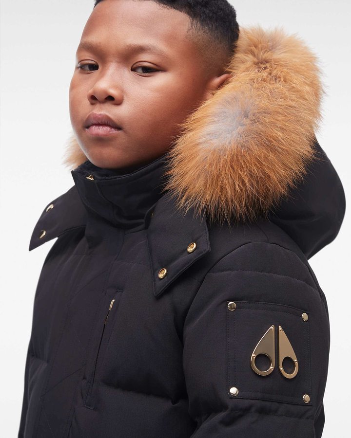 Moose Knuckles Gold 3q Fur Lasten Takit Mustat Kultaiset | 69NWETYJQ