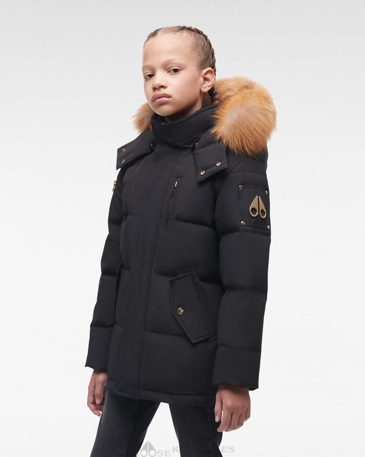 Moose Knuckles Gold 3q Fur Lasten Takit Mustat Kultaiset | 69NWETYJQ