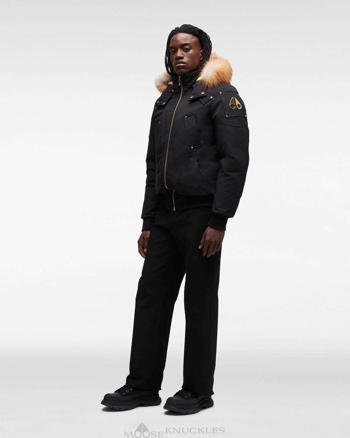 Moose Knuckles Gold Ballistic Bomber Fur Miesten Bomber Takki Mustat Kultaiset | 67NFSGUTR