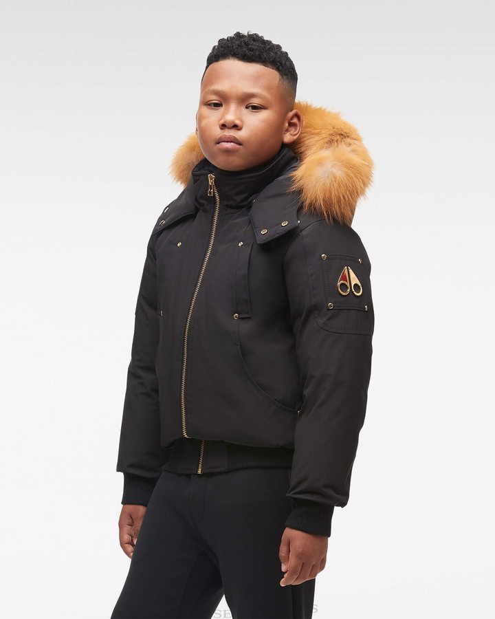 Moose Knuckles Gold Bomber Fur Lasten Bomber Takki Mustat Kultaiset | 93NYXTZSI