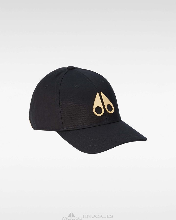 Moose Knuckles Gold Logo Icon Cap Miesten Baseball caps Mustat Kultaiset | 59WFNRMBC