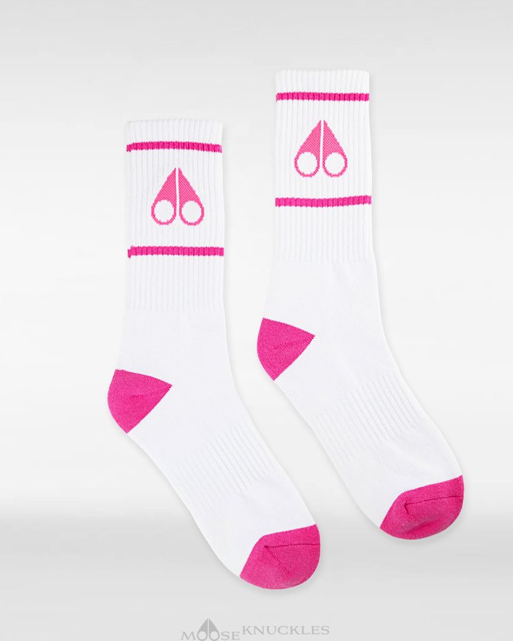 Moose Knuckles Logo Icon Socks Miesten Sukat Valkoinen Pinkki | 80CPOVFXQ