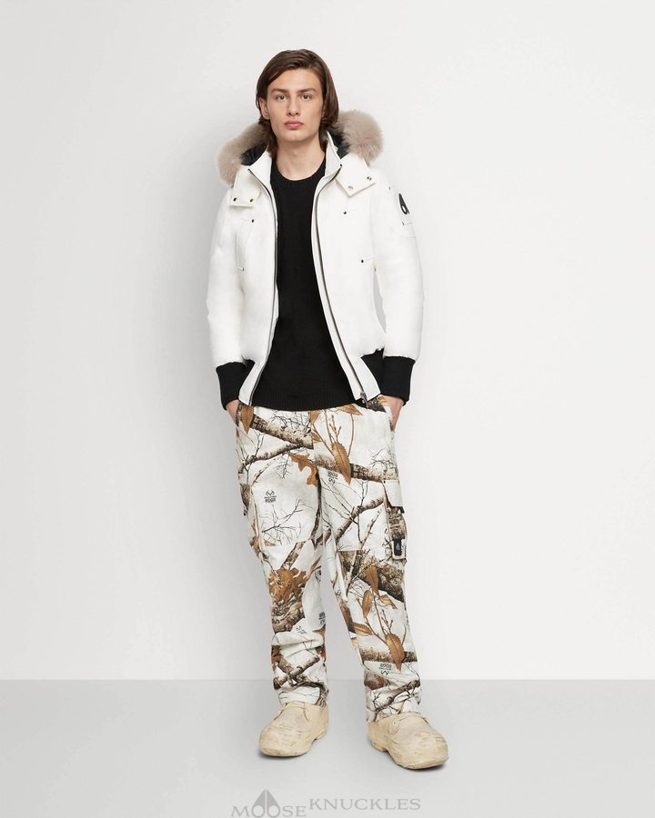 Moose Knuckles Original Ballistic Bomber Fur Miesten Bomber Takki Milky Way / Stoned Fox Fur | 53ALZPCEF