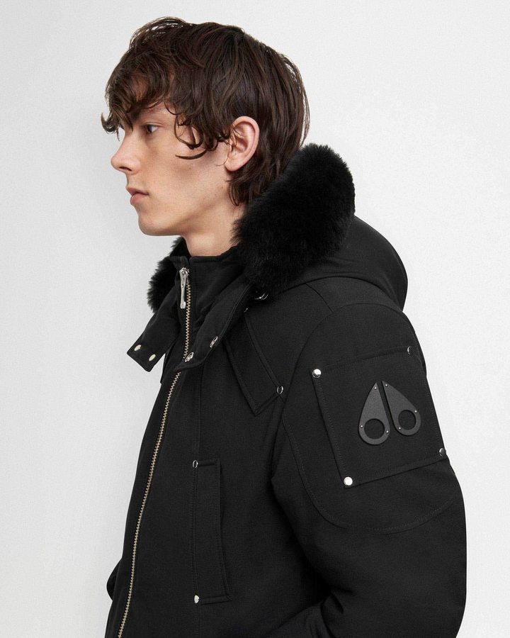 Moose Knuckles Original Ballistic Bomber Shearling Miesten Bomber Takki Mustat Mustat | 79TRHGCIX