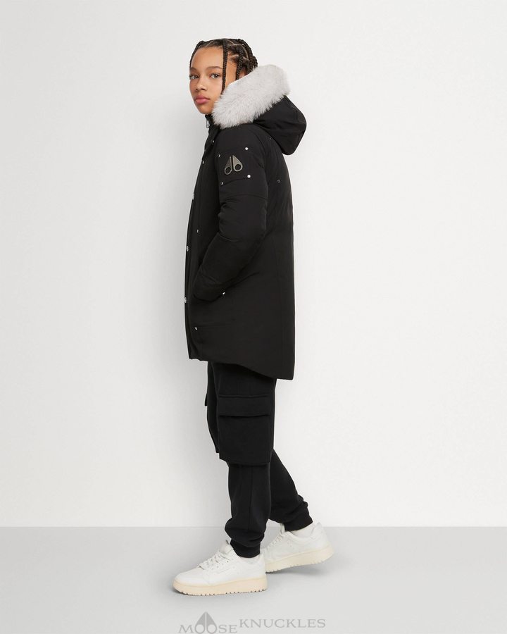 Moose Knuckles Original Parka Shearling Lasten Parkas Mustat | 61JOMNKCV